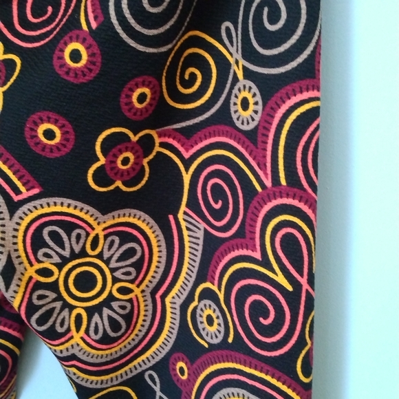 Aryeh Black and Orange Bell Bottom Pants XL Palazzo Wide Leg Stretchy - Picture 4 of 4